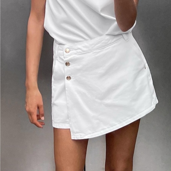 Zara white wrap denim skort - Picture 2 of 8